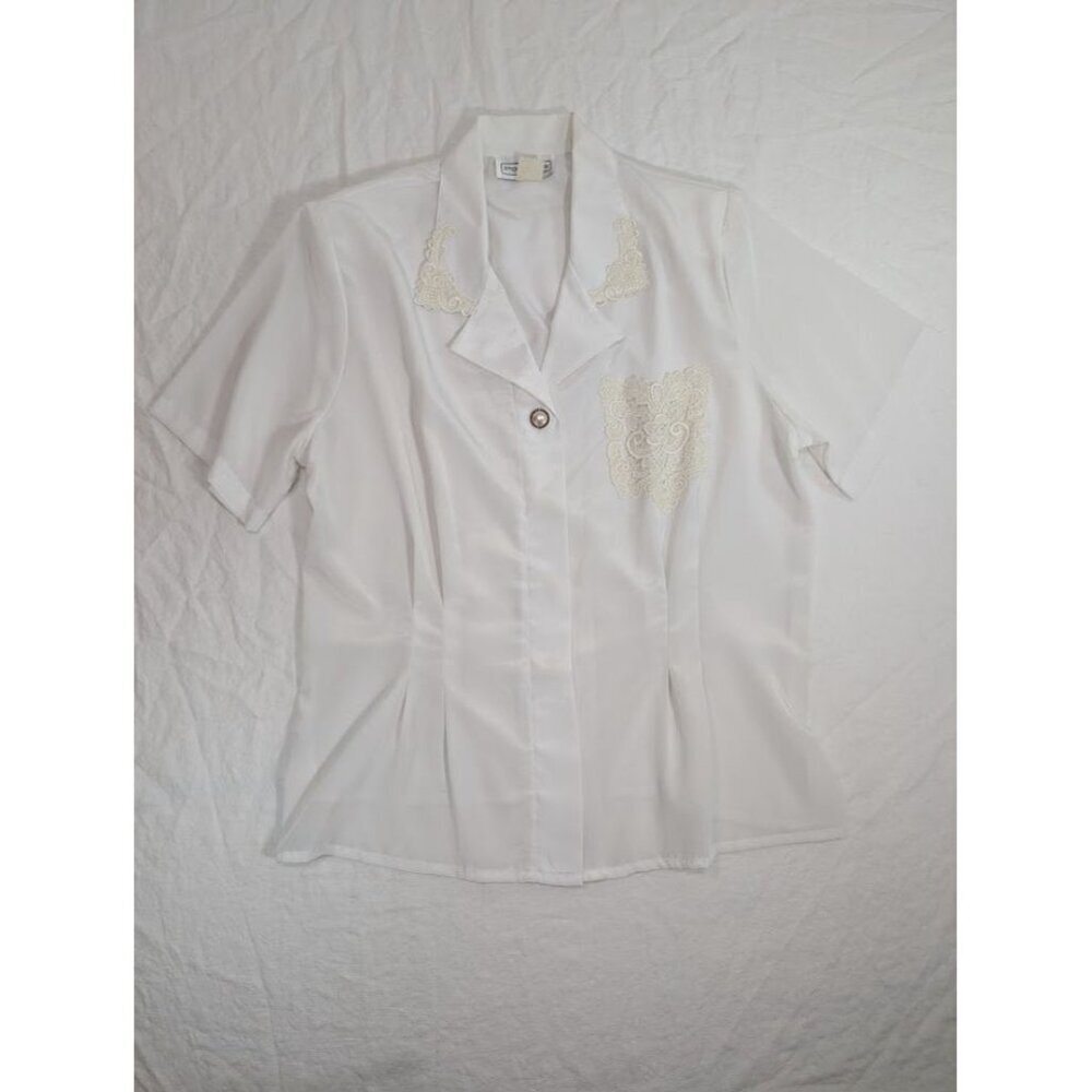 VTG Impressions of California women's size 16 silky embellished blouse USA I9 - Picture 4 of 7
